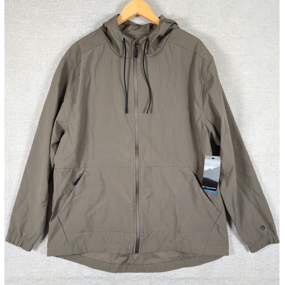 Point Summit Outdoor Mens Sz XL Mushroom Brown Water Resistant Hooded Jacket NWT